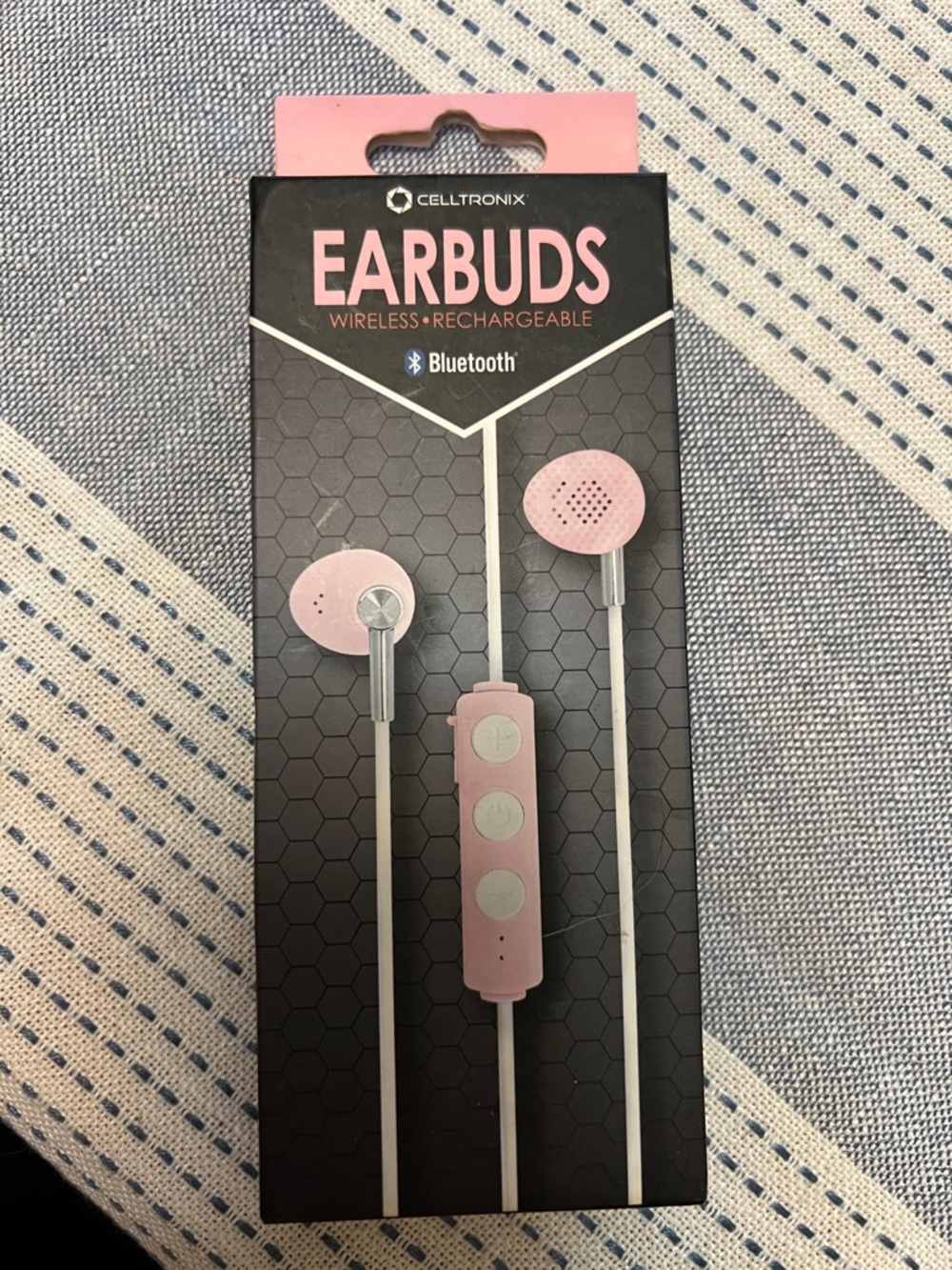 Pink Wireless Rechargeable Bluetooth Earbuds with Inline Controls